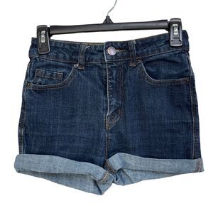 BDG SZ 26 High-Rise Jean Shorts Cuffed Dark Wash Pockets Blue Womens